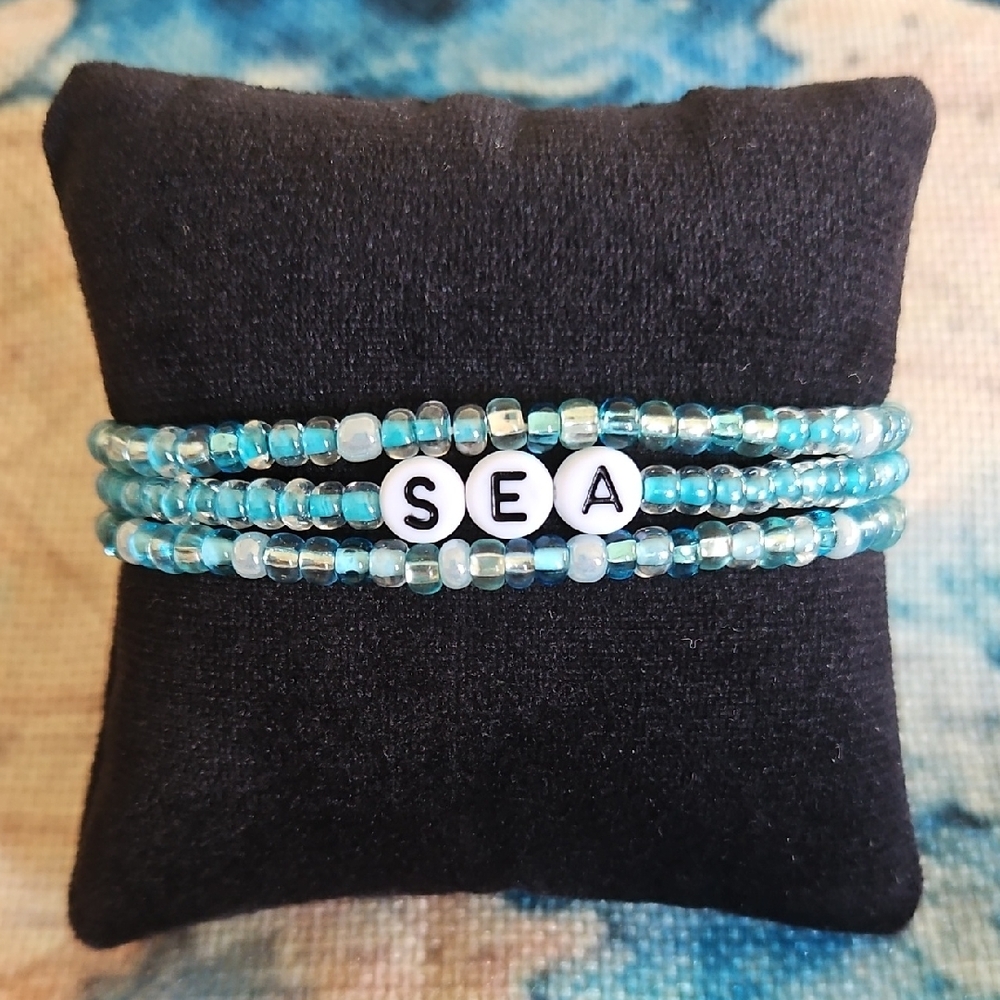 Beaded Bracelet Stack "Sea"